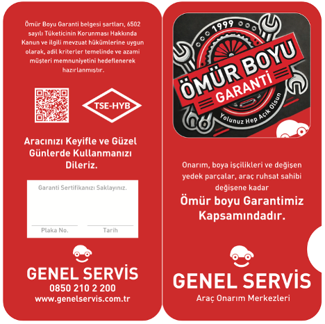 Ömür Boyu Onarım Garantisi Sertifikası